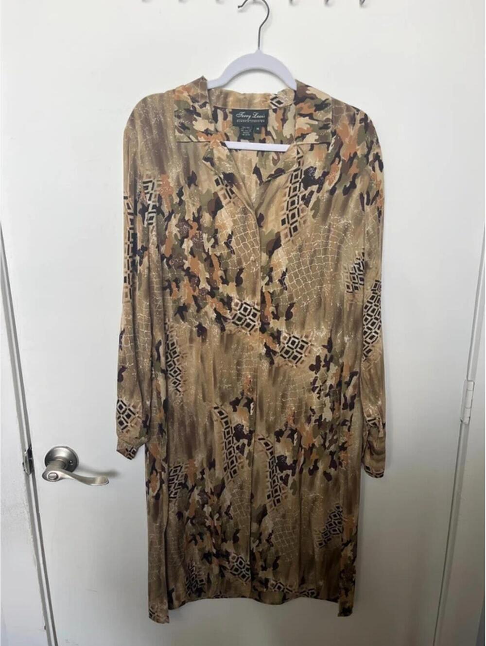 Vintage terry lewis 100% silk midi dress size medium boho hippie elegant fairy